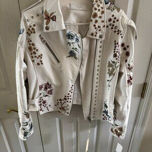 Embroidered Leather Jacket, Size large